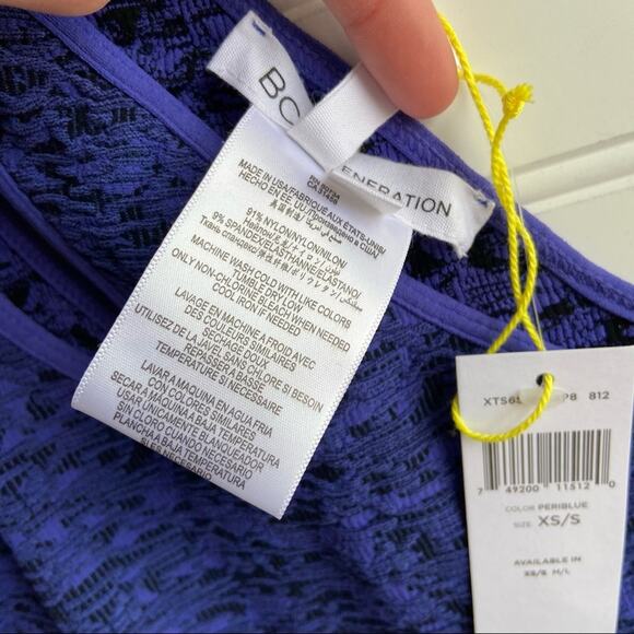 BCBGeneration XS/S Purple Cutout One Shoulder Long Sleeve Bodycon Mini Dress - Picture 6 of 6